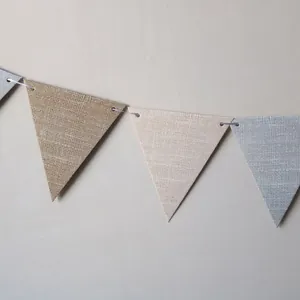12-piece gradient linen burlap triangle banner flags for wedding and party decoration