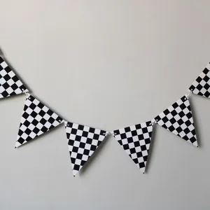 Racing checkered triangle bunting banner flags for F1 theme party decoration