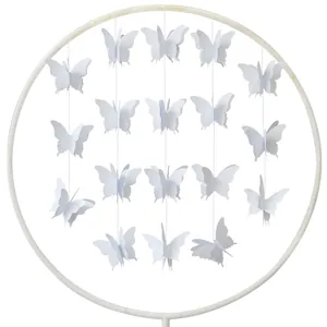 3D white paper butterfly garland hanging decor with double-layered wings for party events