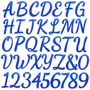 Lettere e numeri glitterati blu per decorazione striscione di festa di compleanno