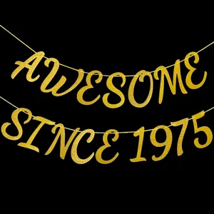 Awesome Since 1975 1978 1985 Glitter Paper Banner Alphabet Number Garland Gold Silver Rose Gold Anniversary Birthday Party Decoration Hanging Sign Bunting