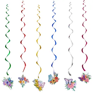 Set di decorazioni a spirale appese con farfalle e fiori per feste e compleanni