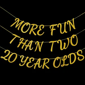 More Fun Than Two 20 Year Olds Divertente Banner per 40esimo Compleanno Ghirlanda in Carta Luccicante Decorazione Festa