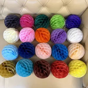 Set of 20 colorful honeycomb tissue paper balls for party and tabletop decoration