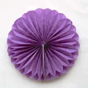 Hanging purple honeycomb paper ball decoration for festive party and table centerpieces