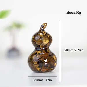 Tiger Eye crystal resin Wu Lou ornament with dimensions 58mm height and 60g weight