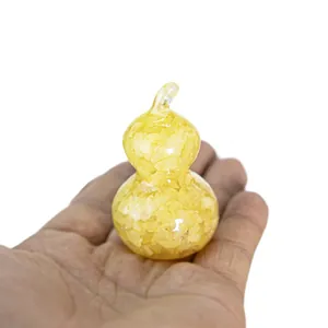 Handmade yellow citrine resin Wu Lou ornament for home wealth and good fortune