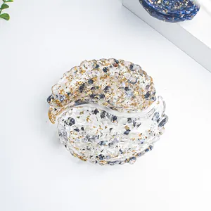 Wing-shaped resin storage tray set with gold foil and crystal stone inlays for home decor
