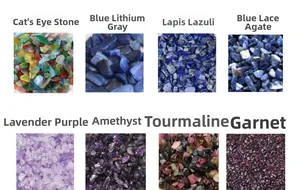 Detailed grid of natural crystal stones including Amethyst Lapis Lazuli and Garnet gems
