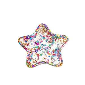 Bandeja de resina en forma de estrella con piedras de cristal de colores y pan de oro