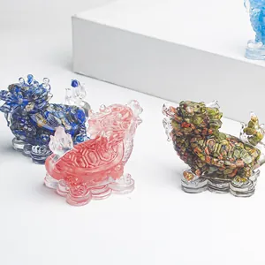 Translucent crystal resin dragon turtle figurines in multiple colors for home decoration
