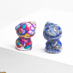 Kreative Natur Kristall Stein Harz Katze Figur Süße Cartoon Große Augen Sitzende Katze Schreibtisch Ornament Handgefertigte Mini Tier Statue Haus Deko Geschenk