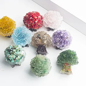 Colorful natural crystal stone trees in nine assorted colors for home and office decor