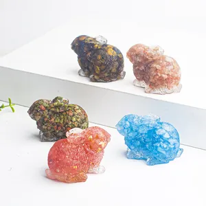 Set de figuras de conejos en resina de cristal en cinco colores para decoración hogar