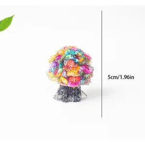 Handmade crystal tree ornament with colorful resin gravel and black base 5cm height