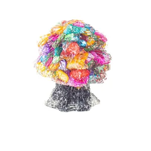 Colorful natural crystal money tree with rocky base for office and home table decor