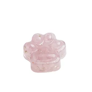 Roze kristallen hars kattenpoot ornament met goudfolie voor huis- en autodecor