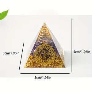 5cm Orgonit-Pyramide mit Amethyst und Om-Symbol für Haus- und Bürodekoration