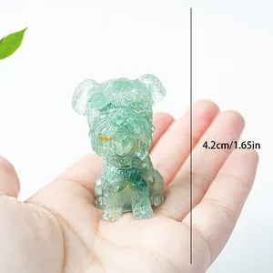 Schnauzer-Hundefigur aus grünem Harz mit Goldfolie, Höhe 4,2 cm für Schreibtisch