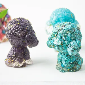 Poodle figurines made of crystal resin with gold foil accents for home desk decoration