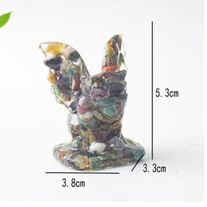 Statue de gargouille en résine et cristaux naturels pour décoration de bureau unique