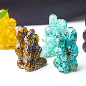 Abstract butterfly fairy figurines with natural crystal stone resin in modern home decor