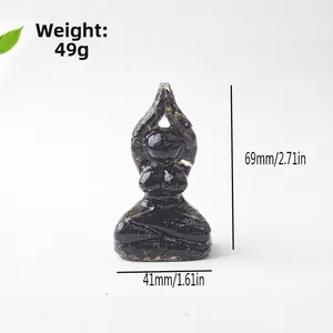 Yoga-Mädchen-Deko aus Harz in Gebetshaltung, 69mm schwarze Yoga-Figur für Schreibtisch