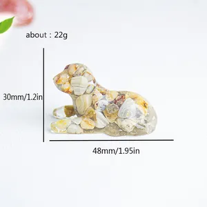 Natural crystal resin puppy figurine decor for home office desk, size 48mm 22g