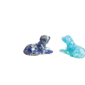 Natural crystal stone puppy dog resin figurines for home and office desktop decoration