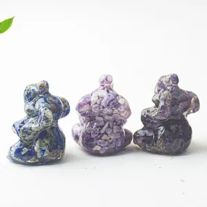 Three Ganesha statues made of natural crystal resin for home or office desk decor