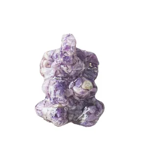 Natural amethyst crystal elephant statue figurine for desktop home decor