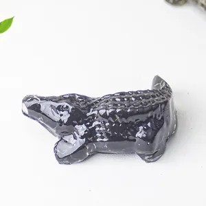 Miniature Crocodile Figurine Resin Natural Crystal Crushed Stone Realistic Animal Ornament For Desktop Office Home Decor Gift