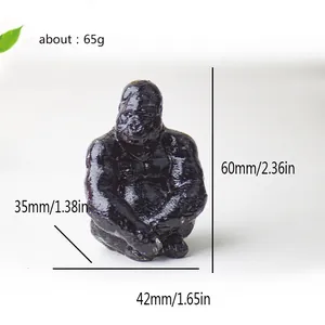 Resin gorilla crystal statue home office desk decor 60mm height and 65g weight black