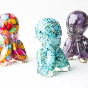 Abstract Human Figurine Resin Natural Crystal Stone Filled Desktop Ornament Modern Minimalist Office Home Decor Statue