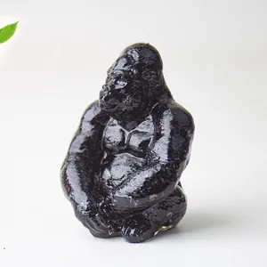 Natural Crystal Stone Resin Gorilla Statue Modern Desktop Ornament Art Animal Sculpture For Home Office Decor Gift