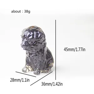 Resin dog figurine with natural crystals for home and office desktop decoration