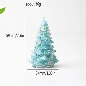 Sapin de Noël en résine cristalline avec texture turquoise, dimensions 59mm par 34mm