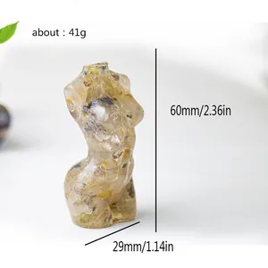 Resin female body figurine with crystals for home office desk decor, 60mm height