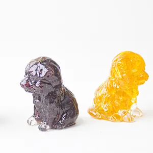 Modern Resin Natural Crystal Crushed Stone Dog Figurine Pug Puppy Statue Desktop Home Office Decor Animal Ornament Gift