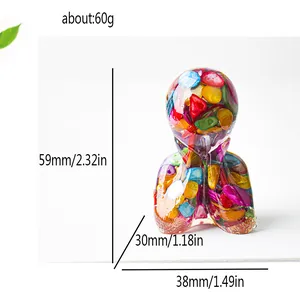 Artistic resin bust statue with colorful crystals and exact product dimensions