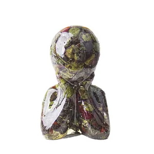 Handcrafted resin human silhouette statue with natural colorful crystal stone chips