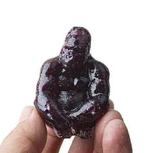 Resin crystal gorilla figurine in deep purple, handmade desktop miniature ornament