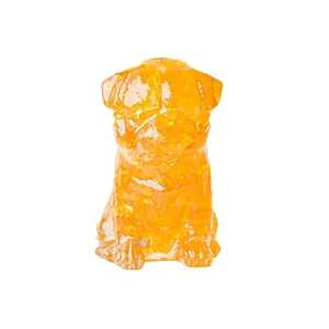 Golden resin pug statue with crystal texture for home office tabletop decoration