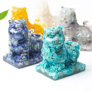 Resin tiger statue crafted with natural crystals for home and office decor