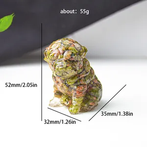 Miniature resin pug dog figurine with crushed stone texture, measures 52mm in height
