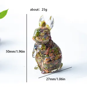 Figurine de lapin en résine avec cristaux naturels pour décoration de bureau moderne