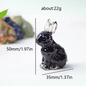 Standing resin rabbit ornament with crystal ears and dimensions of 50mm height