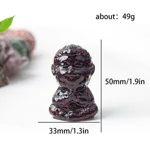 Translucent red resin monkey statue for meditation with 1.9 inch height dimensions