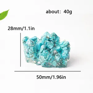 Décoration de grappe de cristal de résine turquoise 50mm ornement en pierre 40g
