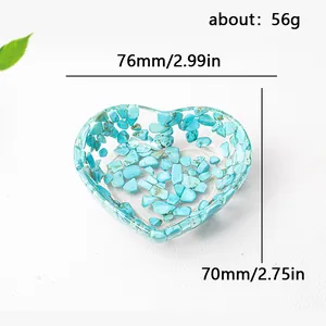 Bandeja de resina en forma de corazón con cristales turquesa, 76x70mm decorativa
